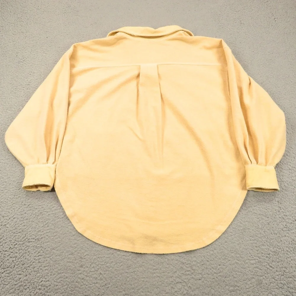 Free People Top Womens Small Cream Oversized Shacket Jacket Elbow Patch Campfire